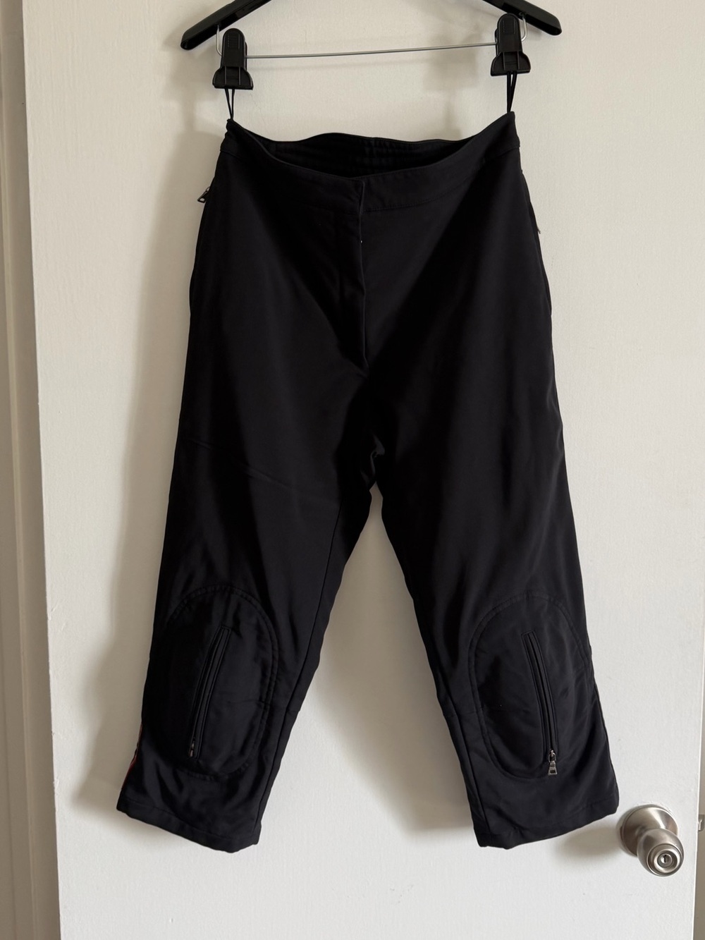 Prada Vintage Italian Designer Black Sport Capri Pants Knee Pads size IT 42